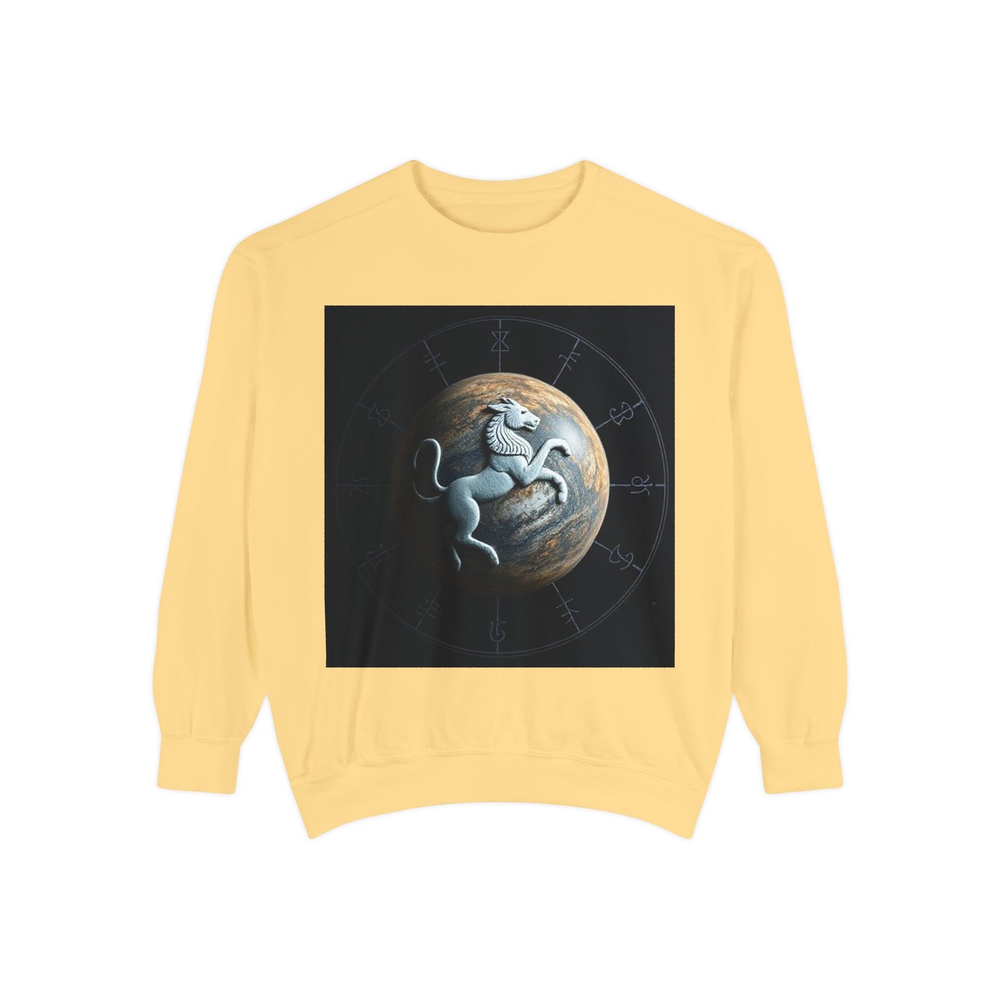 Garment-Dyed Sweatshirt, Unisex, Space Animal Design, Aquarius