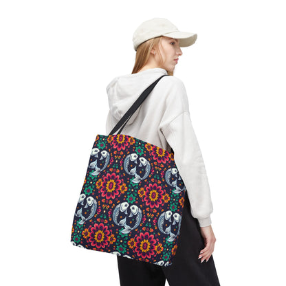 Tote Bag (AOP), Pisces, Zodiac v1, Flower Pattern