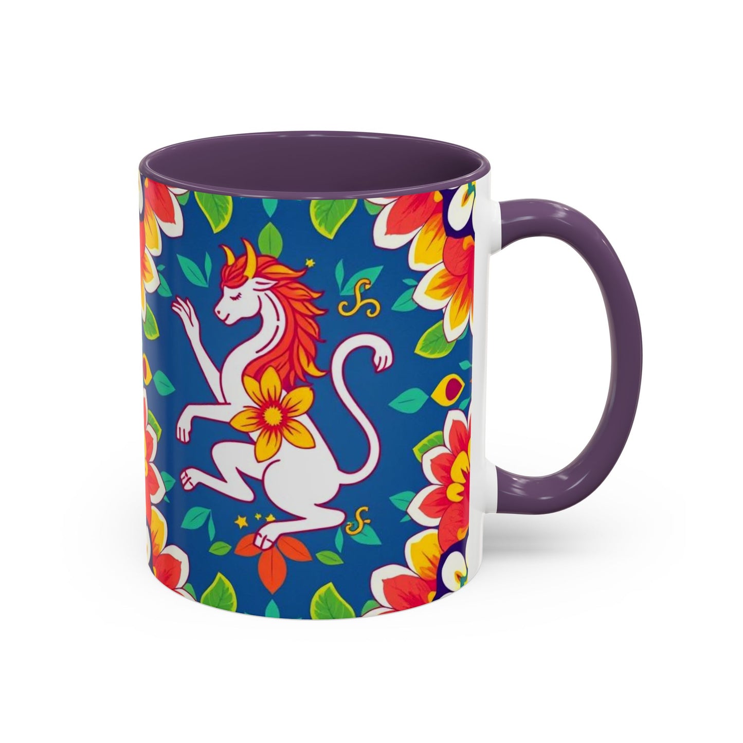 Accent Coffee Mug, Virgo, Zodiac v3. Flower Pattern, (11, 15oz)