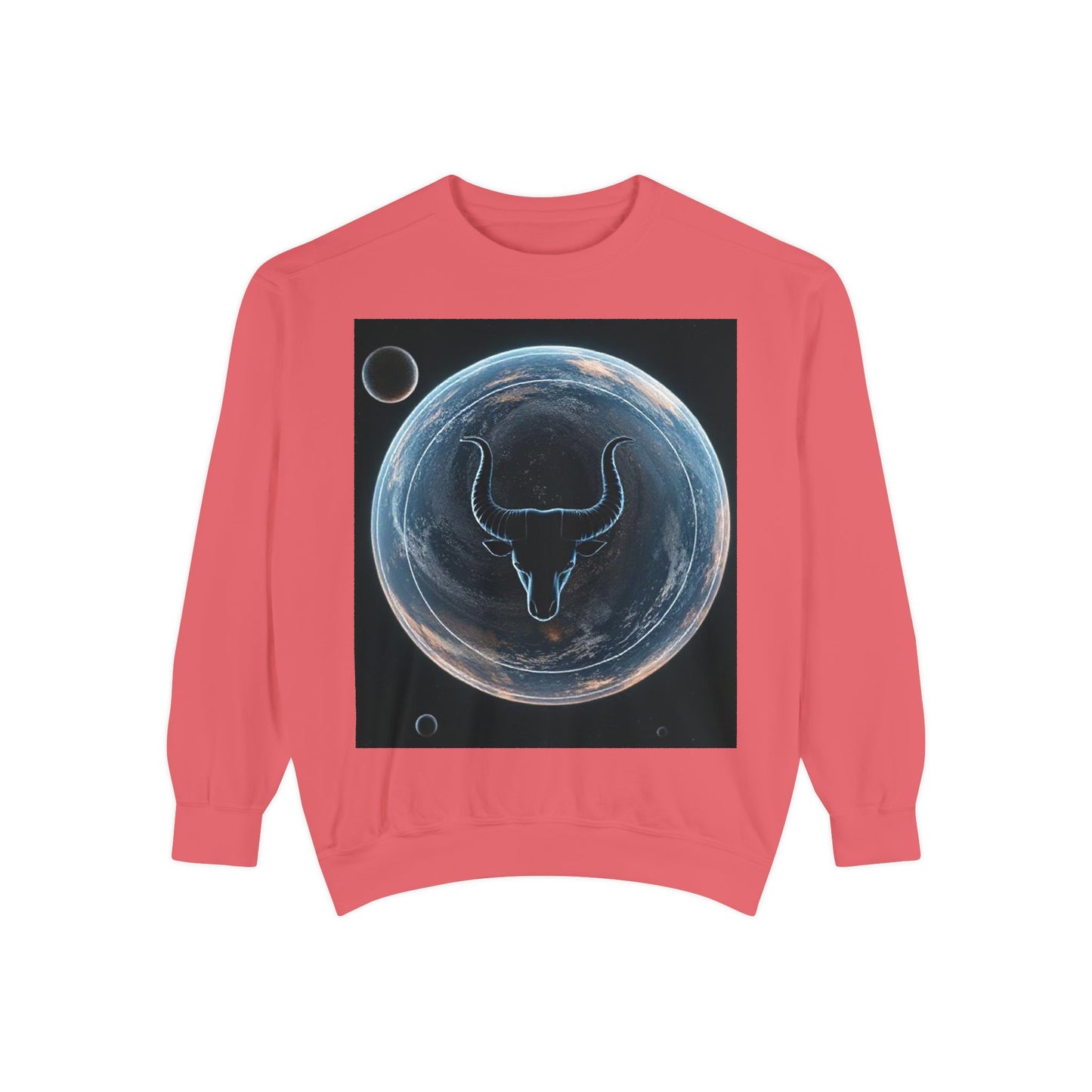 Garment-Dyed Sweatshirt, Unisex, Space Animal Design, Taurus