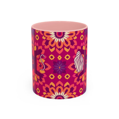 Accent Coffee Mug, Gemini, Zodiac v1, Flower Pattern, (11, 15oz)
