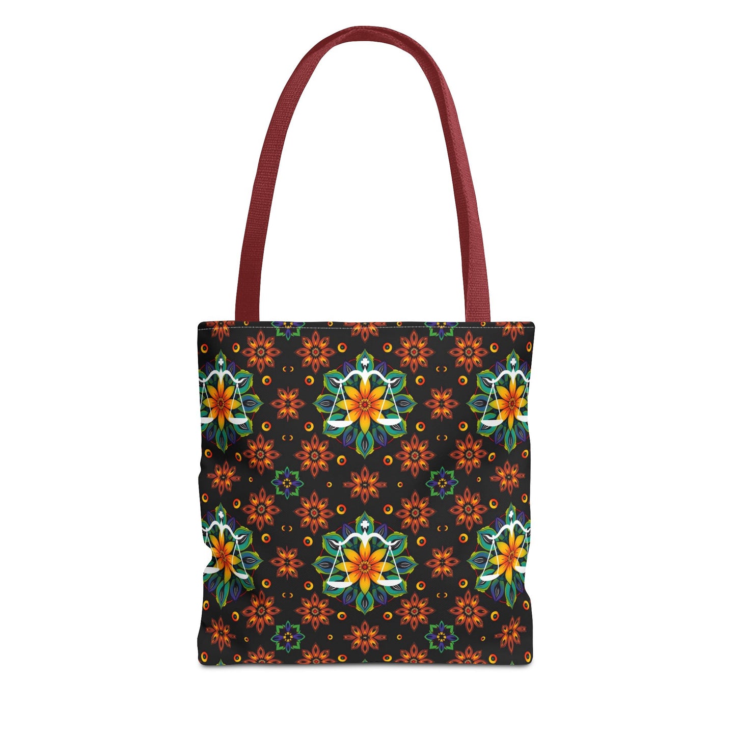 Tote Bag (AOP), Libra, Zodiac v2, Flower Pattern