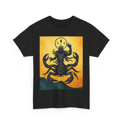 Unisex Heavy Cotton T-Shirt, Scorpion King, Print Art v1, Scorpio Zodiac Design
