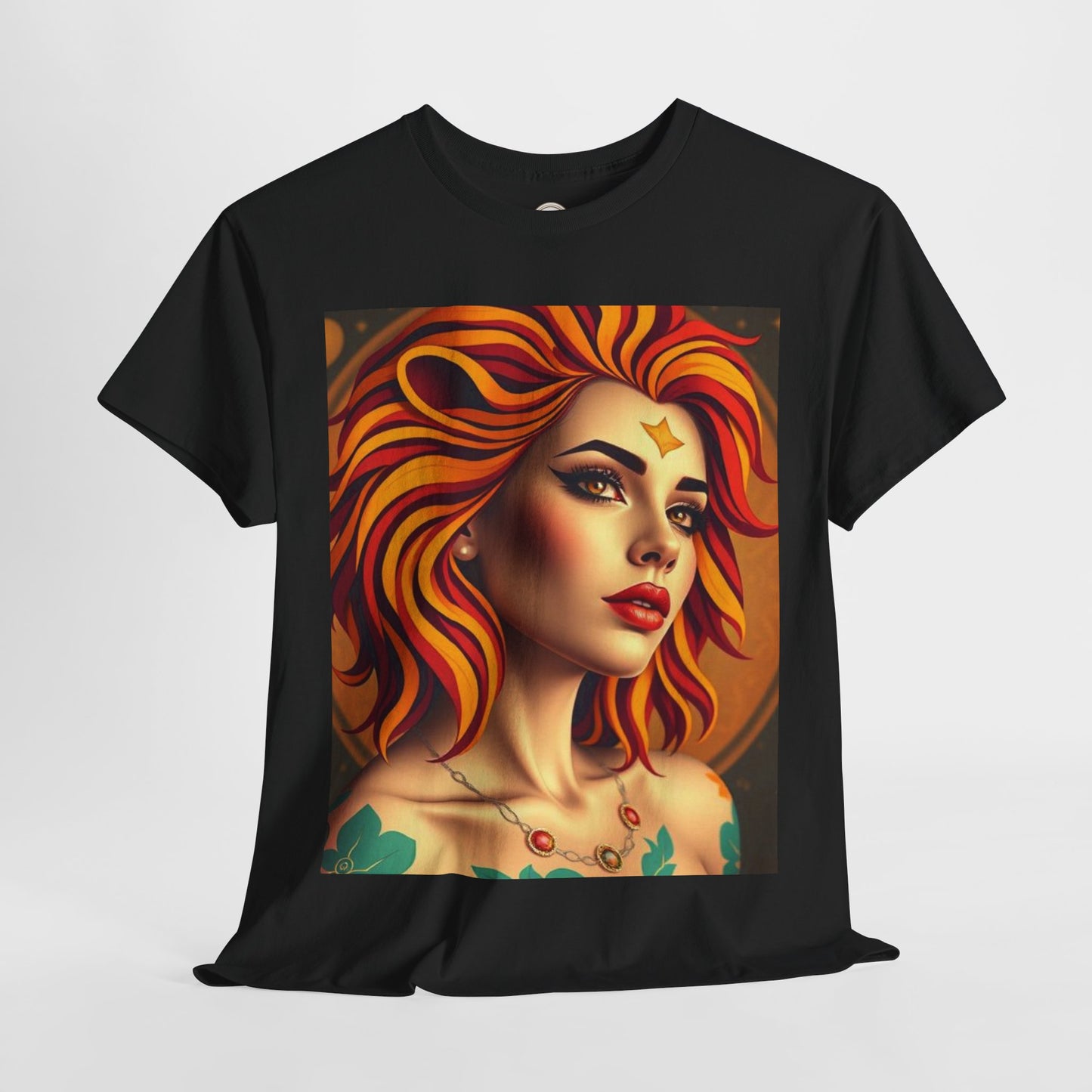Unisex Heavy Cotton T-Shirt, Leo, Zodiac v3, Sexy Art