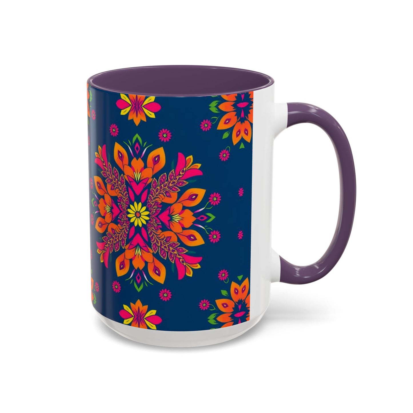 Accent Coffee Mug, Gemini, Zodiac v2, Flower Pattern, (11, 15oz)