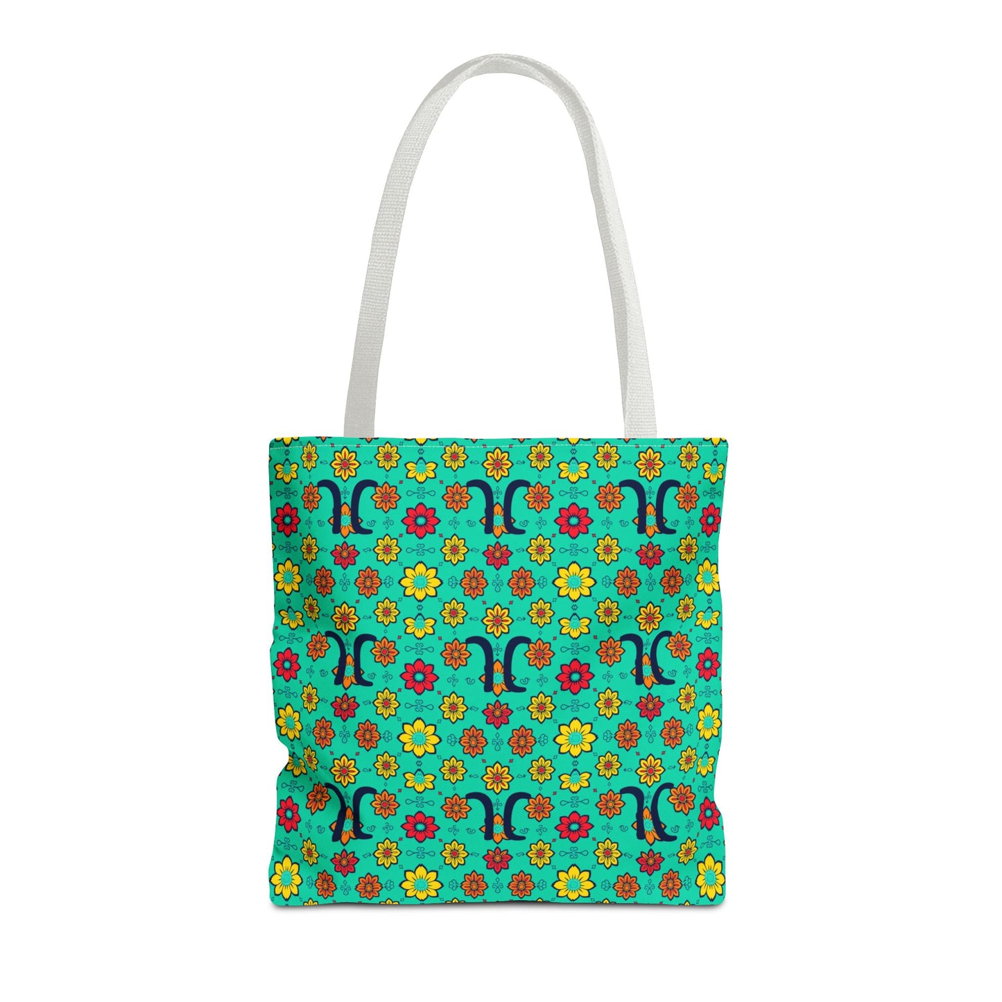 Tote Bag, (AOP), Aquarius, Zodiac, Flower Pattern