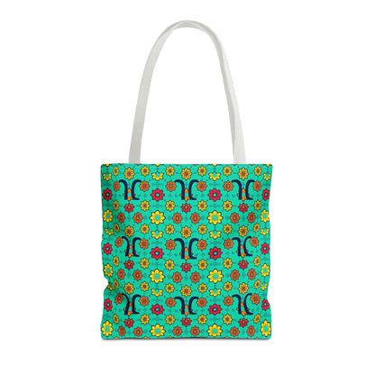 Tote Bag, (AOP), Aquarius, Zodiac, Flower Pattern