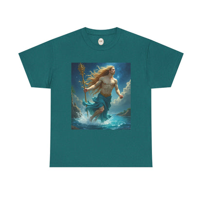 Unisex Heavy Cotton T-Shirt, Aquarius God 4v, Zodiac Design