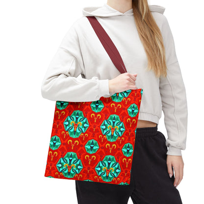 Tote Bag (AOP), Aries, Zodiac v1, Jewel Pattern