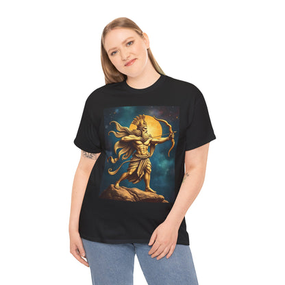 Unisex Heavy Cotton T-Shirt, Midnight Arrow v1, Sagittarius Zodiac Design