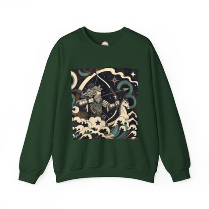 Unisex Heavy Blend™ Crewneck Sweatshirt, Man With Arrow Sagittarius Zodiac Design