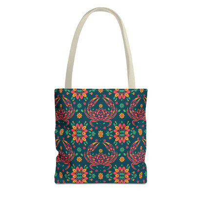 Tote Bag (AOP), Cancer, Zodiac v2, Flower Pattern
