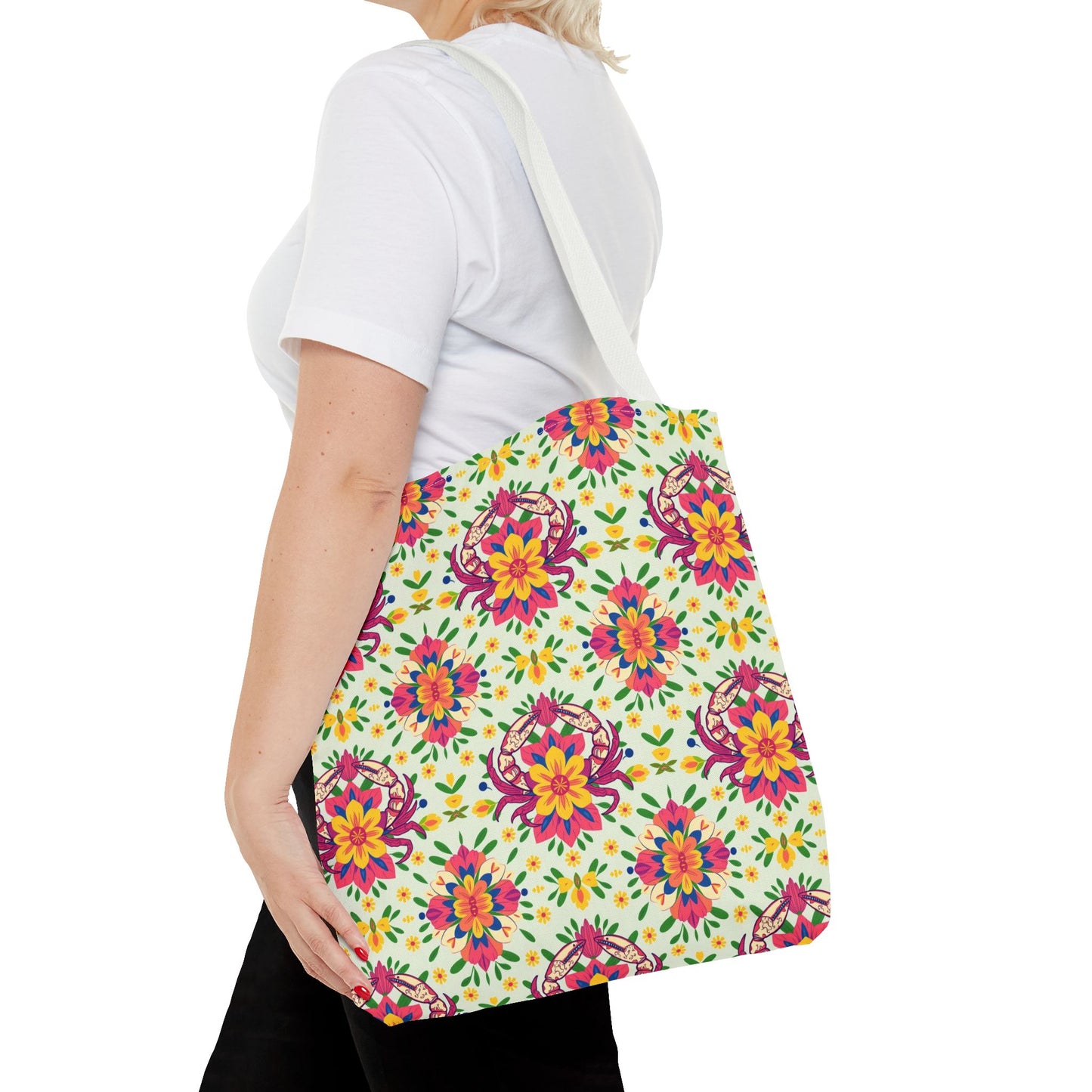 Tote Bag (AOP), Cancer, Zodiac v1, Flower Pattern