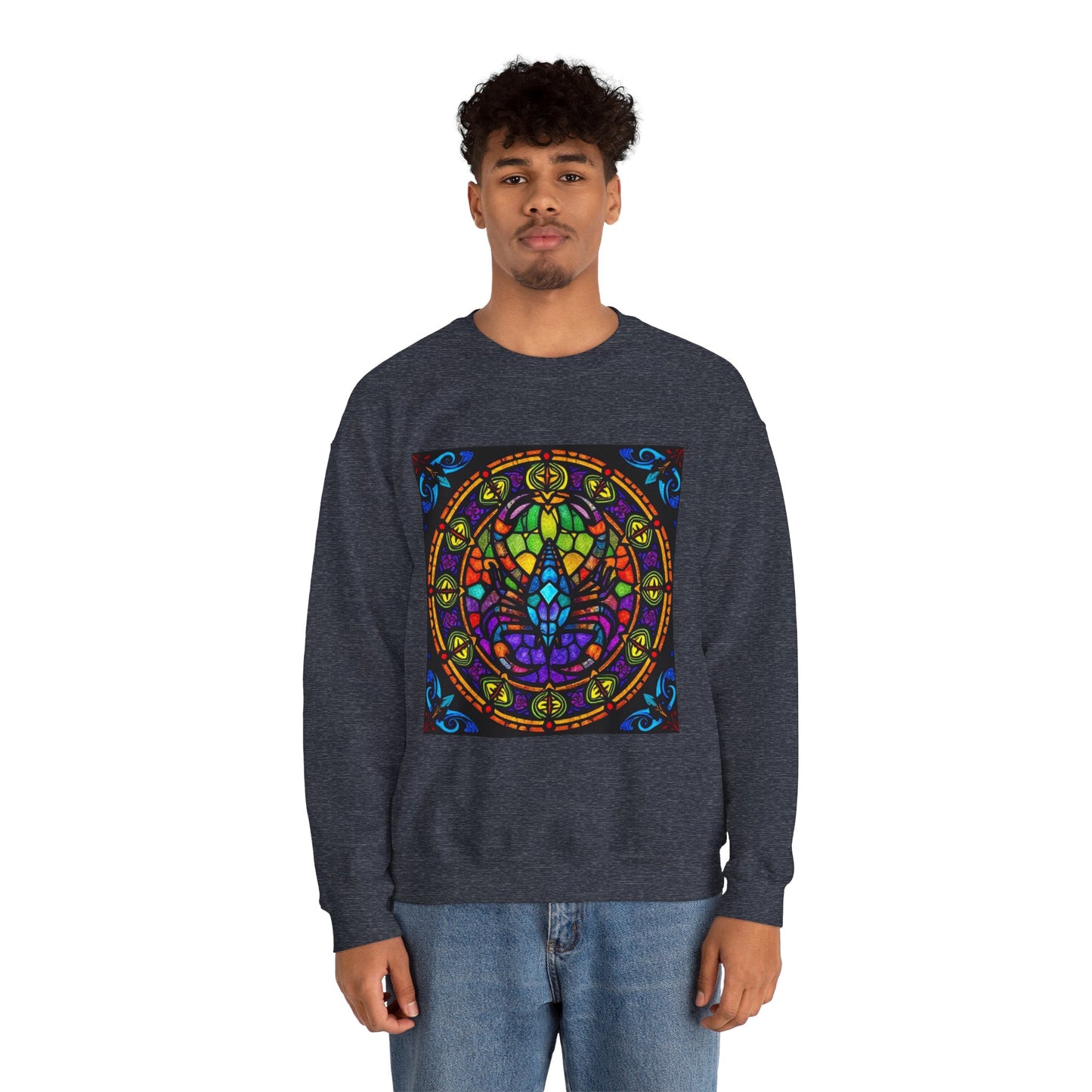 Unisex Heavy Blend™ Crewneck Sweatshirt, Glass 1, Scorpio Zodiac Design