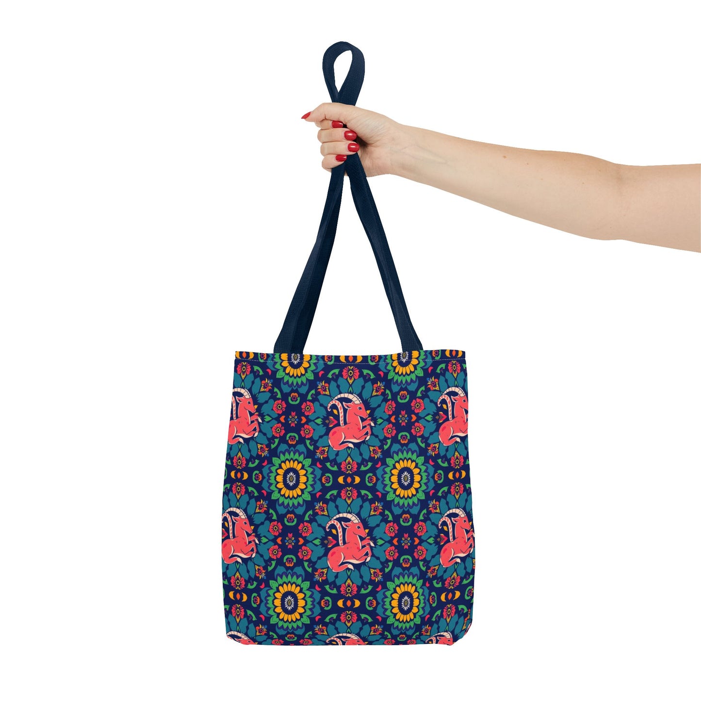 Tote Bag (AOP), Capricorn, Zodiac v1, Flower Pattern