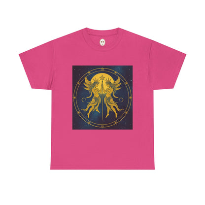 Unisex Heavy Cotton T-Shirt, Space Angel Twins v4, Gemini Zodiac Design