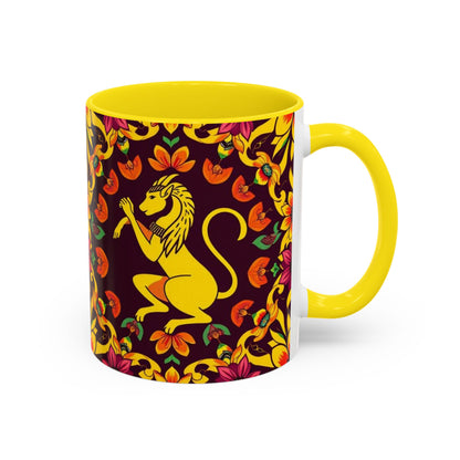 Accent Coffee Mug, Virgo, Zodiac v1. Flower Pattern, (11, 15oz)