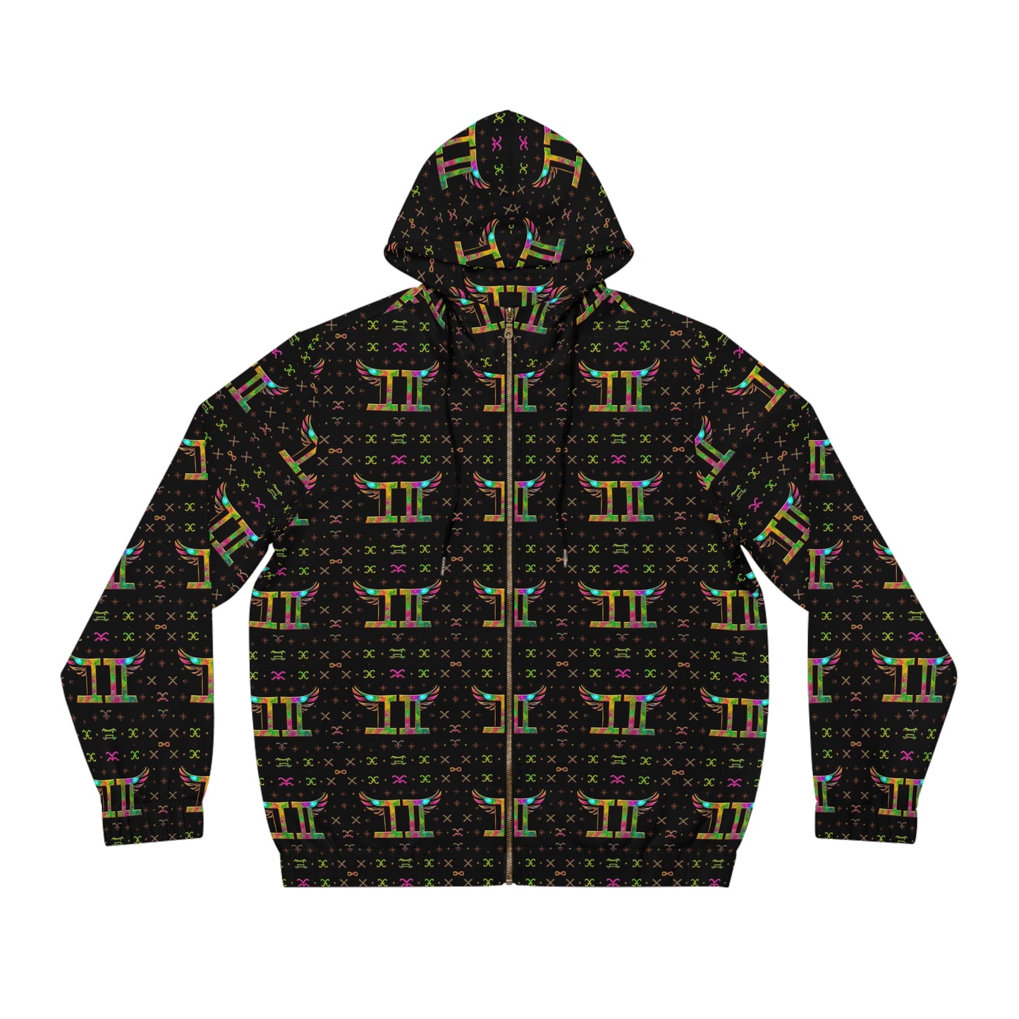 Full-Zip Hoodie (AOP), Gemini, Zodiac v1, Pattern