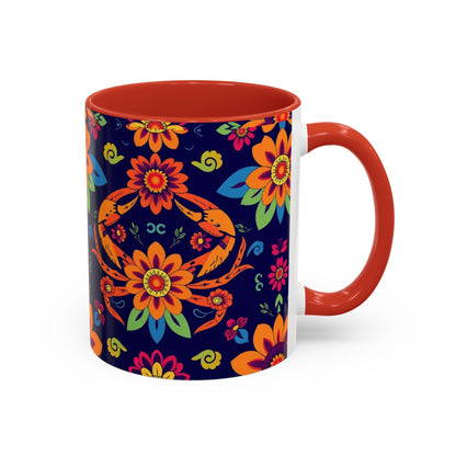 Accent Coffee Mug, Cancer, Zodiac, Flower Pattern, (11, 15oz)
