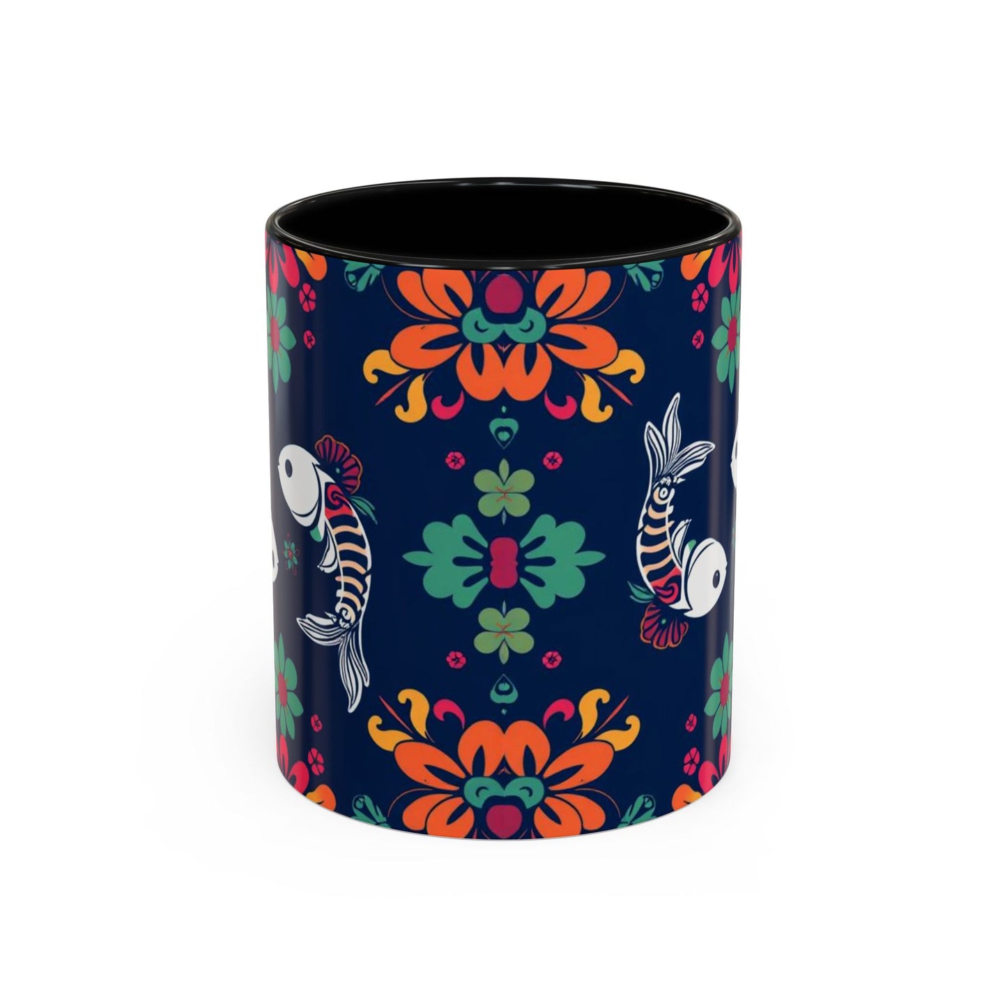 Accent Coffee Mug, Pisces, Zodiac. Flower Pattern, (11, 15oz)