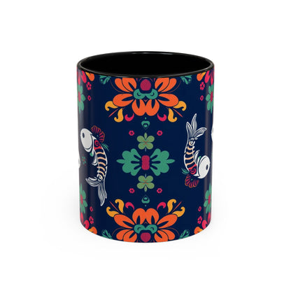 Accent Coffee Mug, Pisces, Zodiac. Flower Pattern, (11, 15oz)