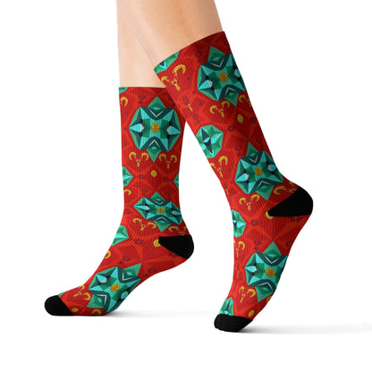 Sublimation Socks, Aries, Zodiac v1, Jewel Pattern