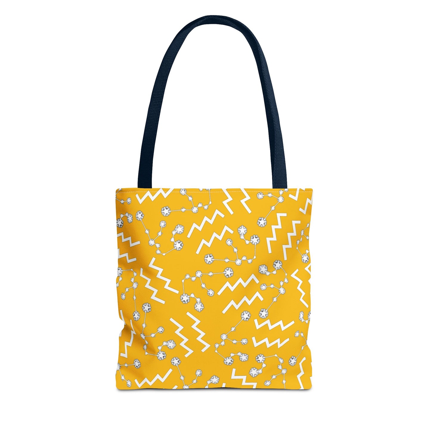 Tote Bag, Aquarius Zodiac Sign, AOP, (Yellow, White)