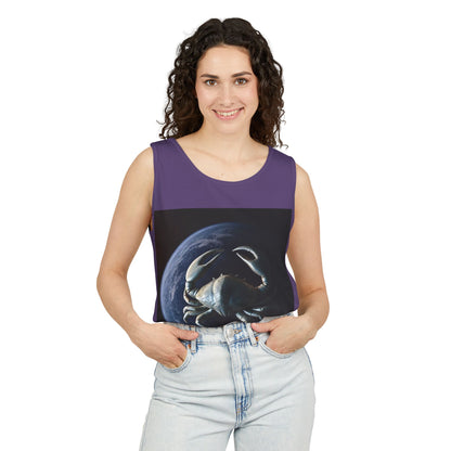 Unisex Garment-Dyed, Tank Top, Cancer Design, Planet Crab, 100% US cotton