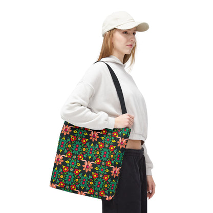Tote Bag, (AOP), Aquarius, Zodiac v1, Flower Pattern