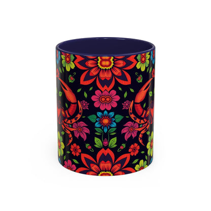 Accent Coffee Mug, Cancer, Zodiac v4, Flower Pattern, (11, 15oz)