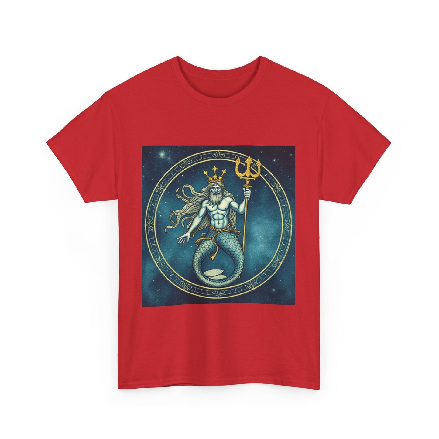 Unisex Heavy Cotton T-Shirt, Aquarius God 6v, Zodiac Design