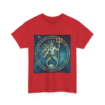 Unisex Heavy Cotton T-Shirt, Aquarius God 6v, Zodiac Design