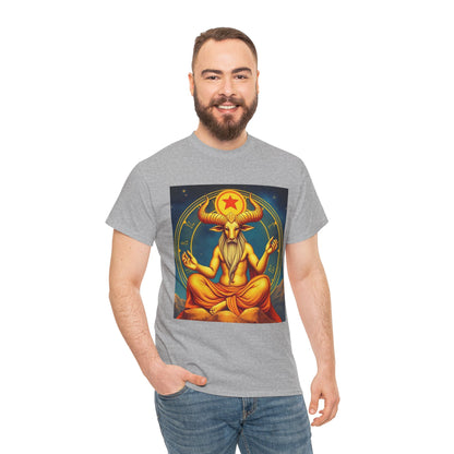 Unisex Heavy Cotton T-Shirt, Meditating Bull, Taurus Zodiac Design