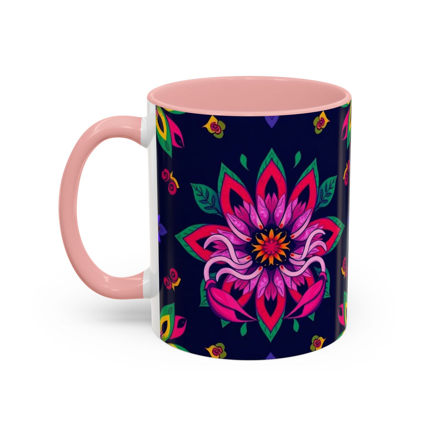 Accent Coffee Mug, Scorpio, Zodiac v4. Flower Pattern, (11, 15oz)