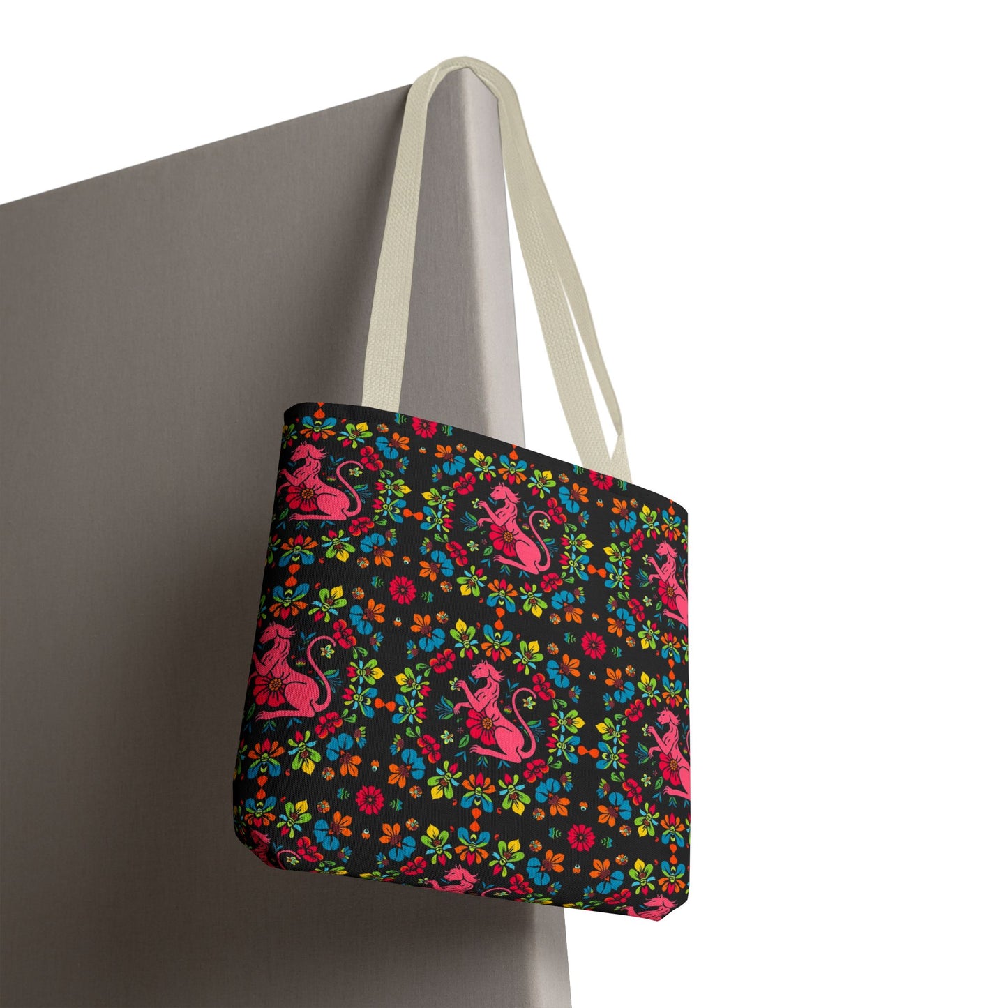 Tote Bag, (AOP), Virgo, Zodiac v6, Flower Pattern