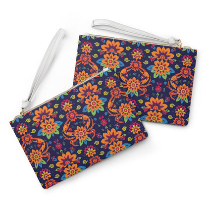 Clutch Bag, Cancer, Zodiac v4, Flower Pattern