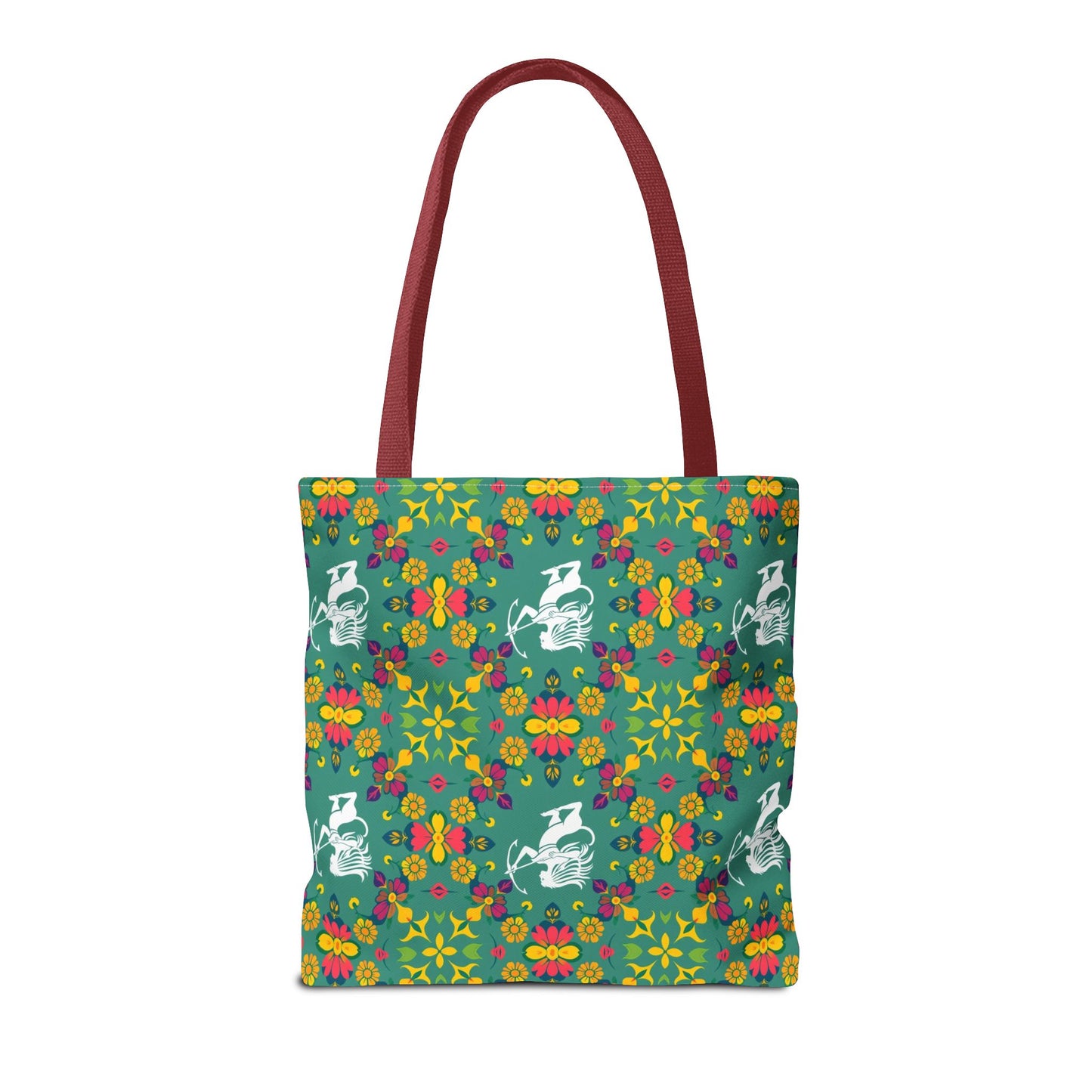 Tote Bag, (AOP), Sagittarius, Zodiac v6, Flower Pattern
