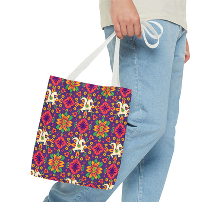 Tote Bag (AOP), Aquarius, Zodiac v2, Flower Pattern