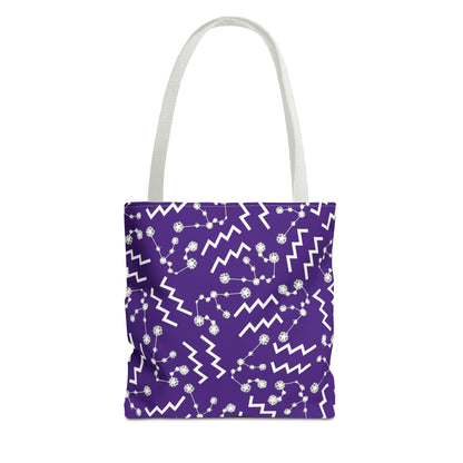 Tote Bag, Aquarius Zodiac Sign, AOP, (Purple, White)