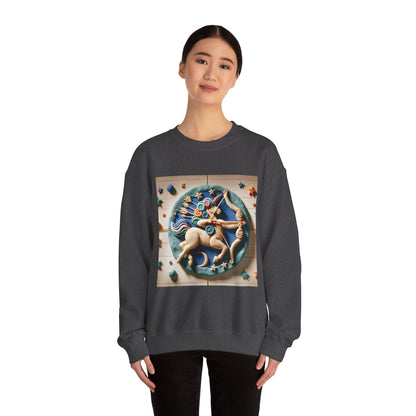 Unisex Heavy Blend™ Crewneck Sweatshirt, Colorful Horse, Sagittarius Zodiac Design