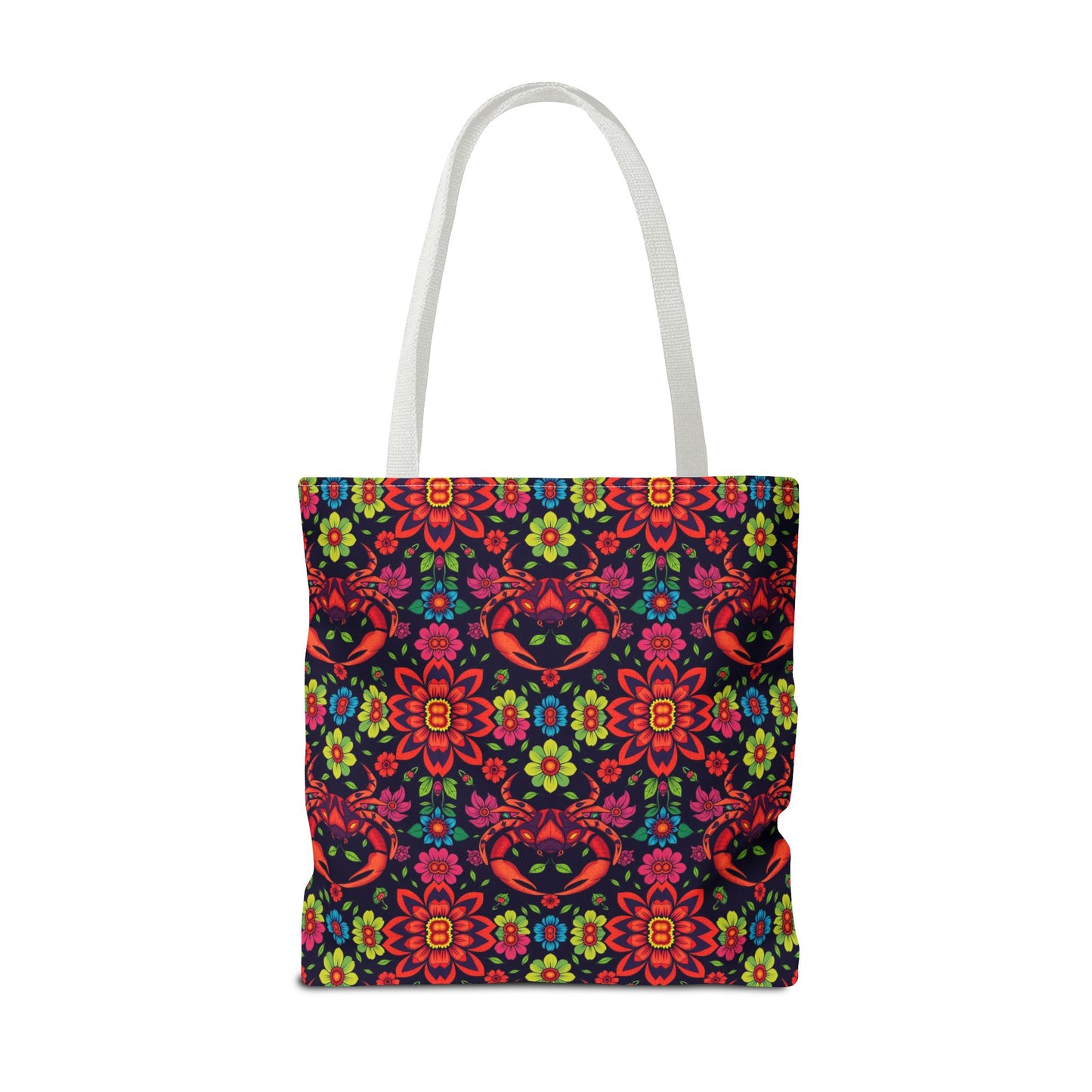 Tote Bag, (AOP), Cancer, Zodiac, Flower Pattern