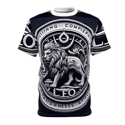 Unisex Cut & Sew T-Shirt (AOP), Lion Coin, Leo Zodiac Design, Regular fit, 100% Polyester