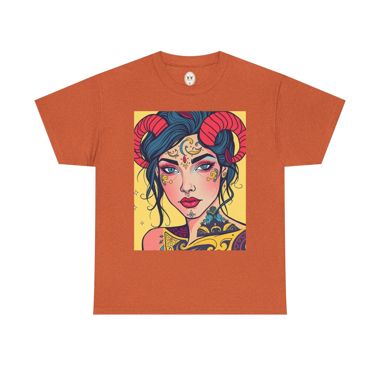 Unisex Heavy Cotton T-Shirt, Aries, Zodiac, Sexy Art