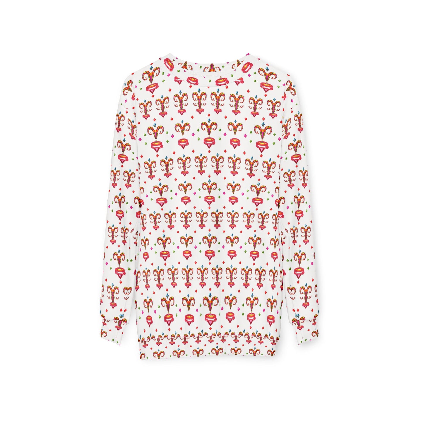 Unisex Sweatshirt (AOP), Aries, Zodiac v2, Jewel Pattern
