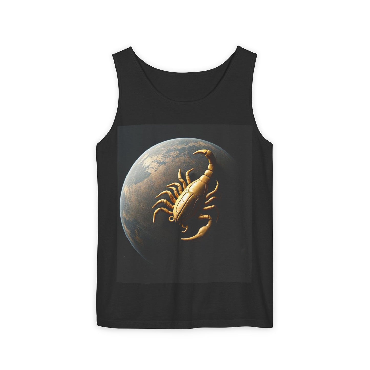 Unisex Garment-Dyed, Tank Top, Scorpio Design, Planet Symbol v1, 100% US cotton