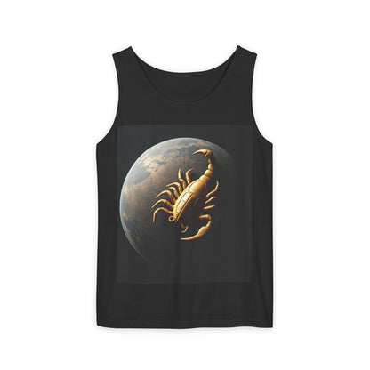 Unisex Garment-Dyed, Tank Top, Scorpio Design, Planet Symbol v1, 100% US cotton