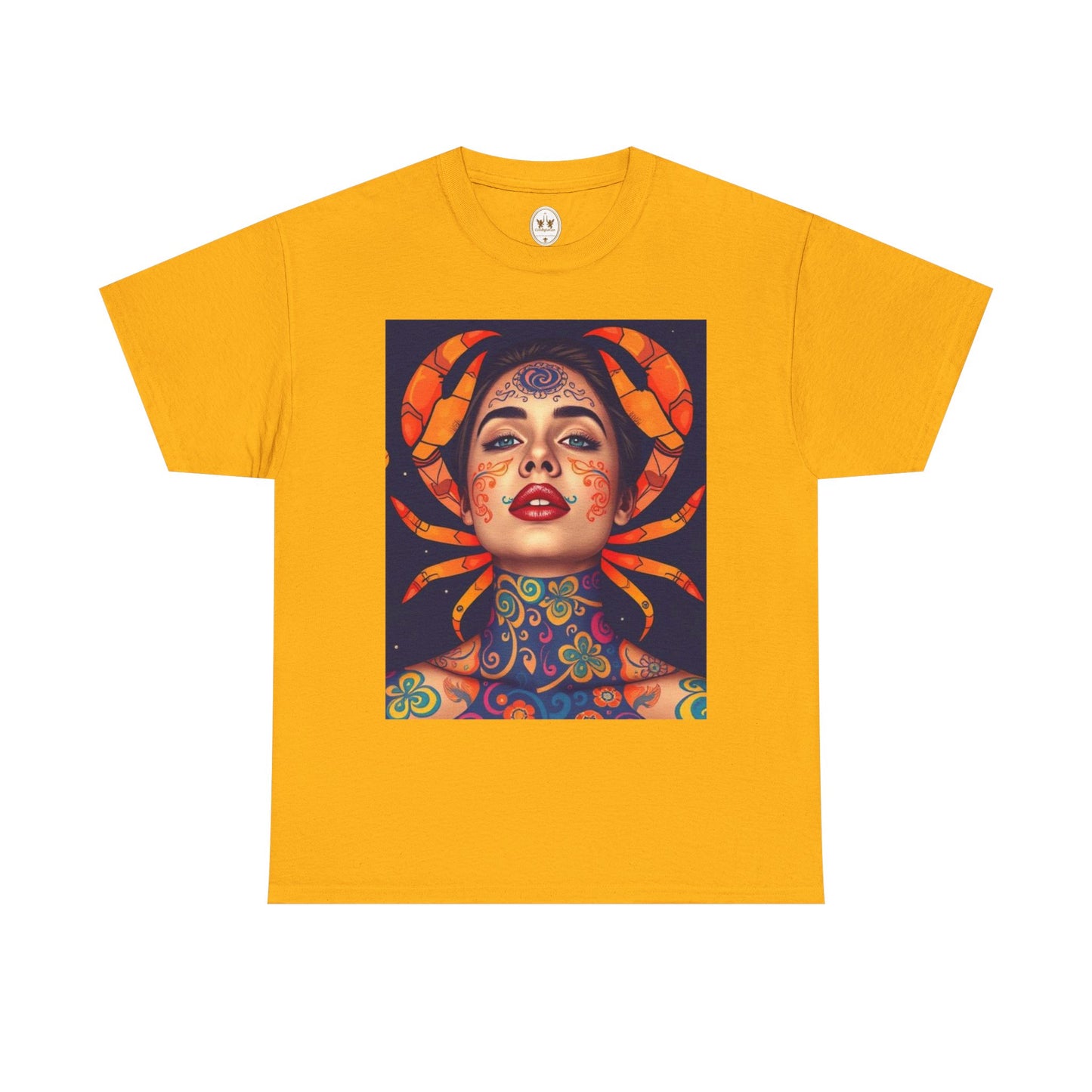 Unisex Heavy Cotton T-Shirt, Cancer, Zodiac v2, Sexy Art
