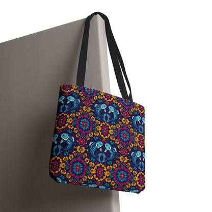 Tote Bag, (AOP), Pisces, Zodiac v3, Flower Pattern