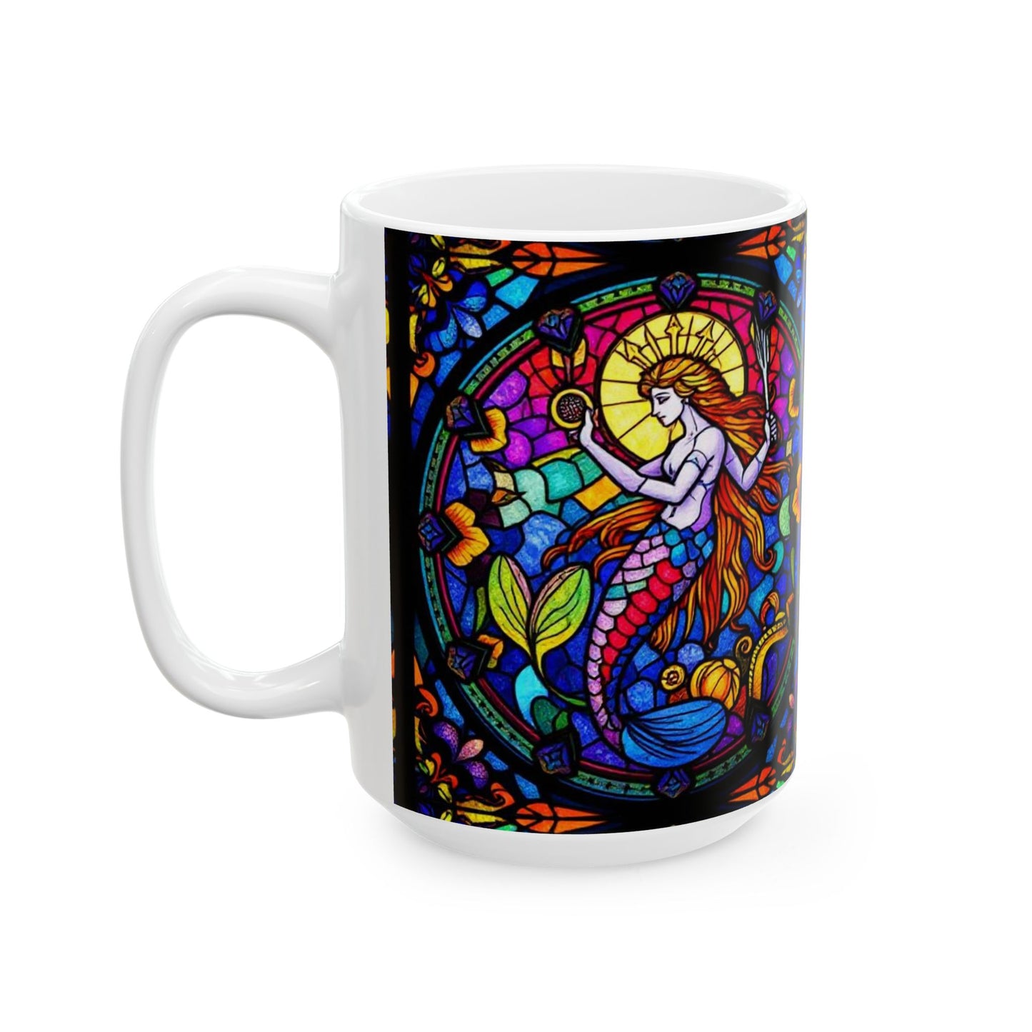 Ceramic Mug, (11oz, 15oz), Ceramic Coffee Mug, AOP, Glass Design, Aquarius Zodiac