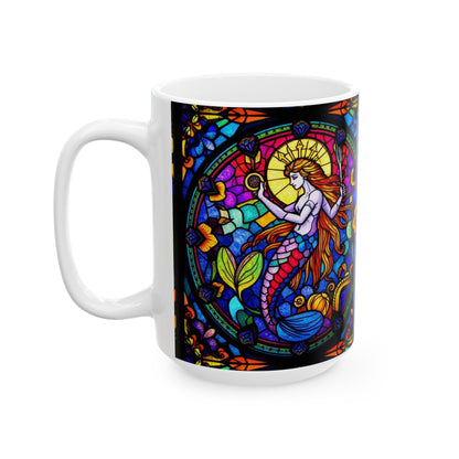 Ceramic Mug, (11oz, 15oz), Ceramic Coffee Mug, AOP, Glass Design, Aquarius Zodiac
